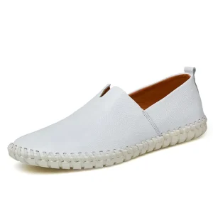 Mocassins blancs décontractés effet cuir pour hommes