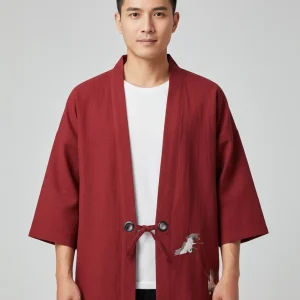 Haori rouge grue japonaise