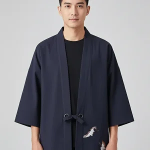 Haori violet grue japonaise