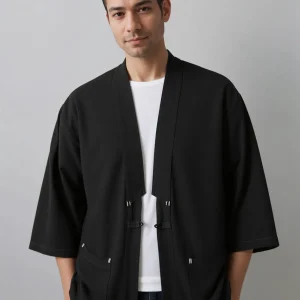 Haori homme noir traditionnel
