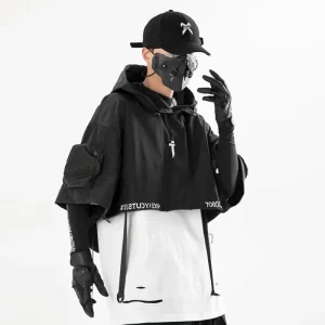 Haut Techwear à Manches Courtes avec Capuche