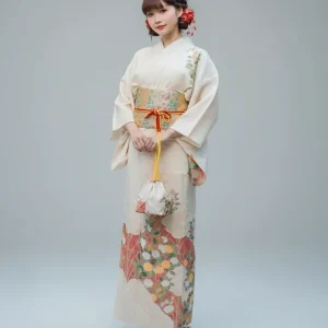 Kimono Houmongi beige