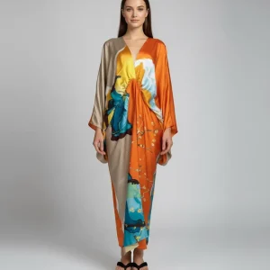 Kimono femme chic beige & orange