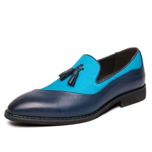 Mocassin chaussure noir et bleu