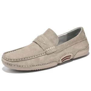 Mocassins en daim décontracté beige pour hommes