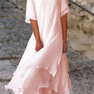Robe Mi-Longue Femme à Jupe à Étages