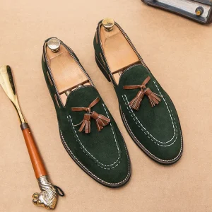 Mocassins en daim respirant à couture pour hommes