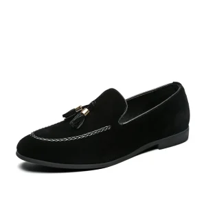 Mocassins à glands en daim avec torsade en cuir