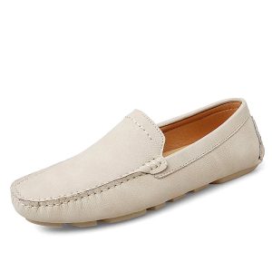 Mocassin respirants en cuir avec semelle épaisse