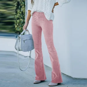 Pantalon Évasé en Velours Côtelé pour Femme