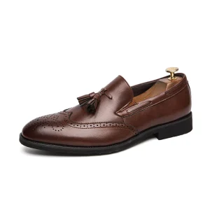 Mocassin marron en cuir pour homme