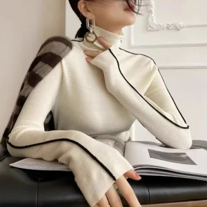 Pull en Tricot à Col Roulé pour Femmes