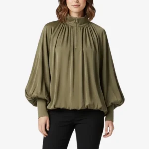 VALERIQUE | Blouse à Revers Plissés pour Femme – Élégance Fluide