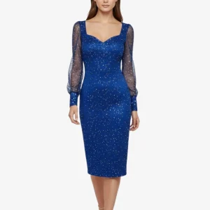 VALERIQUE | Robe Moulante en Maille à Sequins Col V pour Femme – Éclat Élégant