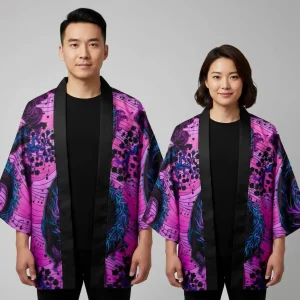 Veste Kimono violet dragon japonais