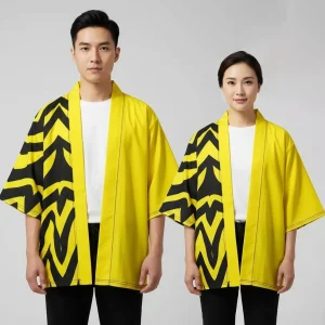 Veste kimono jaune rayure