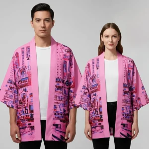 Veste kimono rose streetwear