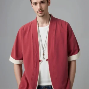 Veste Kimono Homme Rouge