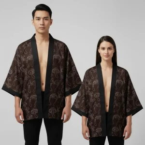 Veste kimono marron champignon