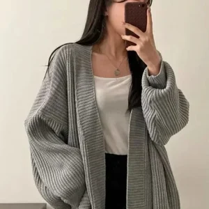 Veste kimono femme matelassé gris