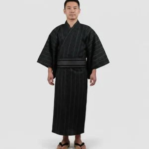 Yukata Homme noir rayure