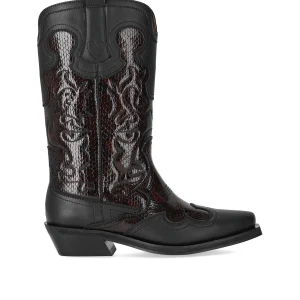 GANNI BLACK REPTILE EFFECT TEXAN BOOT