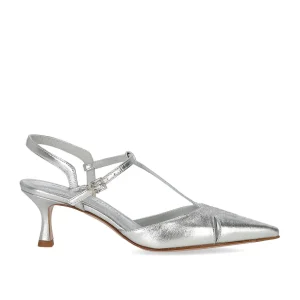 SERGIO LEVANTESI EDVIGE SILVER SLINGBACK PUMP