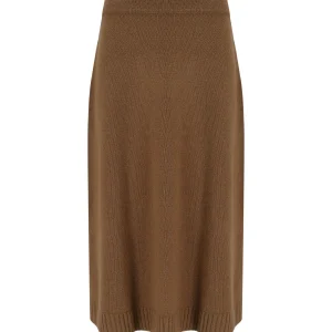 MAX MARA WEEKEND BARNABA BROWN KNITTED MIDI SKIRT