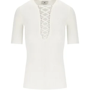 ELISABETTA FRANCHI IVORY KNITTED TOP