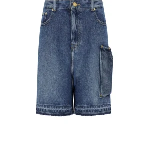 GANNI BLUE DENIM BERMUDA SHORTS
