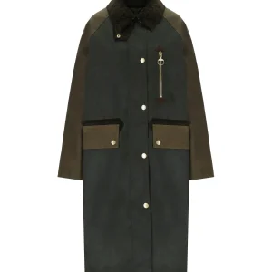 BARBOUR EVETTE WAX GREEN LONG JACKET