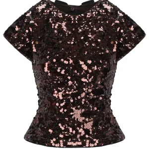GANNI BROWN TOP WITH BOWS