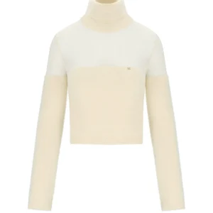 ELISABETTA FRANCHI MILK CROPPED TURTLENECK SWEATER