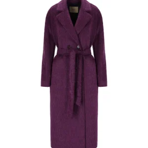 TWINSET PURPLE BELTED COAT