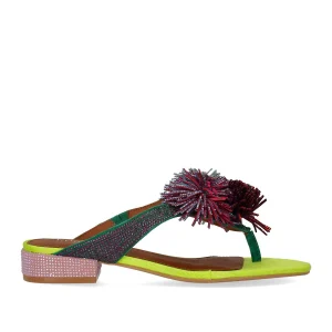 KURT GEIGER POM POM MULTICOLORED THONG SANDAL