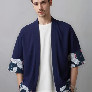 Cardigan Kimono homme Bleu