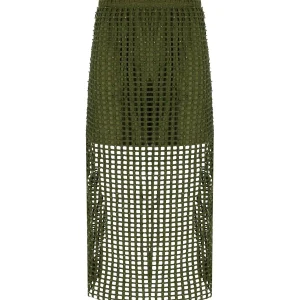 ESSENTIEL ANTWERP HANDKERCHIEF KHAKI MIDI SKIRT
