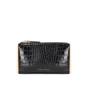 ELISABETTA FRANCHI BLACK CLUTCH WITH CROCO-PRINT