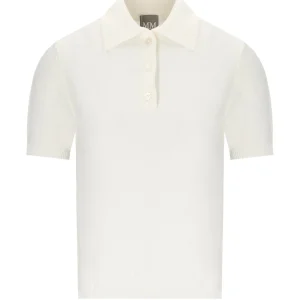 MM MAX MARA CARIOCA WHITE KNITTED POLO-SHIRT