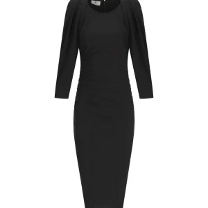 ELISABETTA FRANCHI BLACK MIDI DRESS
