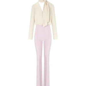 ELISABETTA FRANCHI BURRO QUARZO GEORGETTE JUMPSUIT