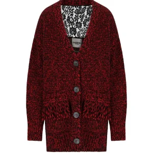 ESSENTIEL ANTWERP INLACE RED CARDIGAN