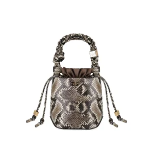 GANNI BOU BUCKET BAG WITH PYTHON PRINT