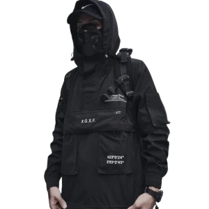 Veste techwear utilitaire noir