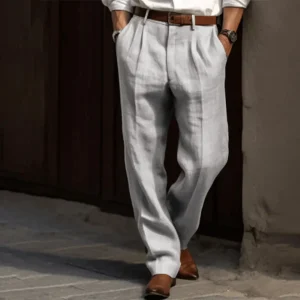 Pantalon en Lin Plissé Classique pour Homme