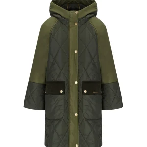 BARBOUR ELSPETH QUILTED GREEN HOODED JACKET