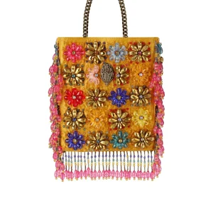 KURT GEIGER BEADED YELLOW HANDBAG