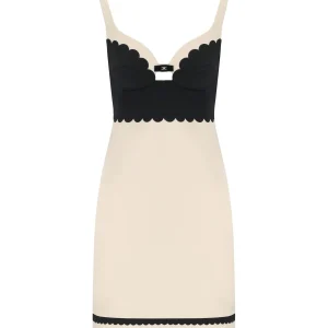 ELISABETTA FRANCHI BUTTER AND BLACK DRESS