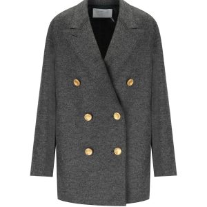 HARRIS WHARF LONDON ANTHRACITE GREY DOUBLE-BREASTED CABAN