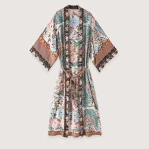 Kimono long bohème fleuri luxuriant
